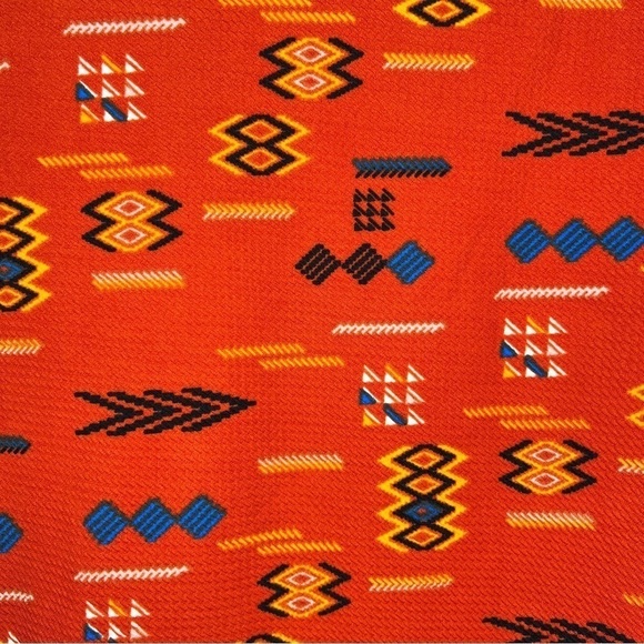 SMALL LULAROE RED ORANGE COLORFUL WESTERN SOUTHWESTERN PRINT STRETCH - Picture 4 of 10
